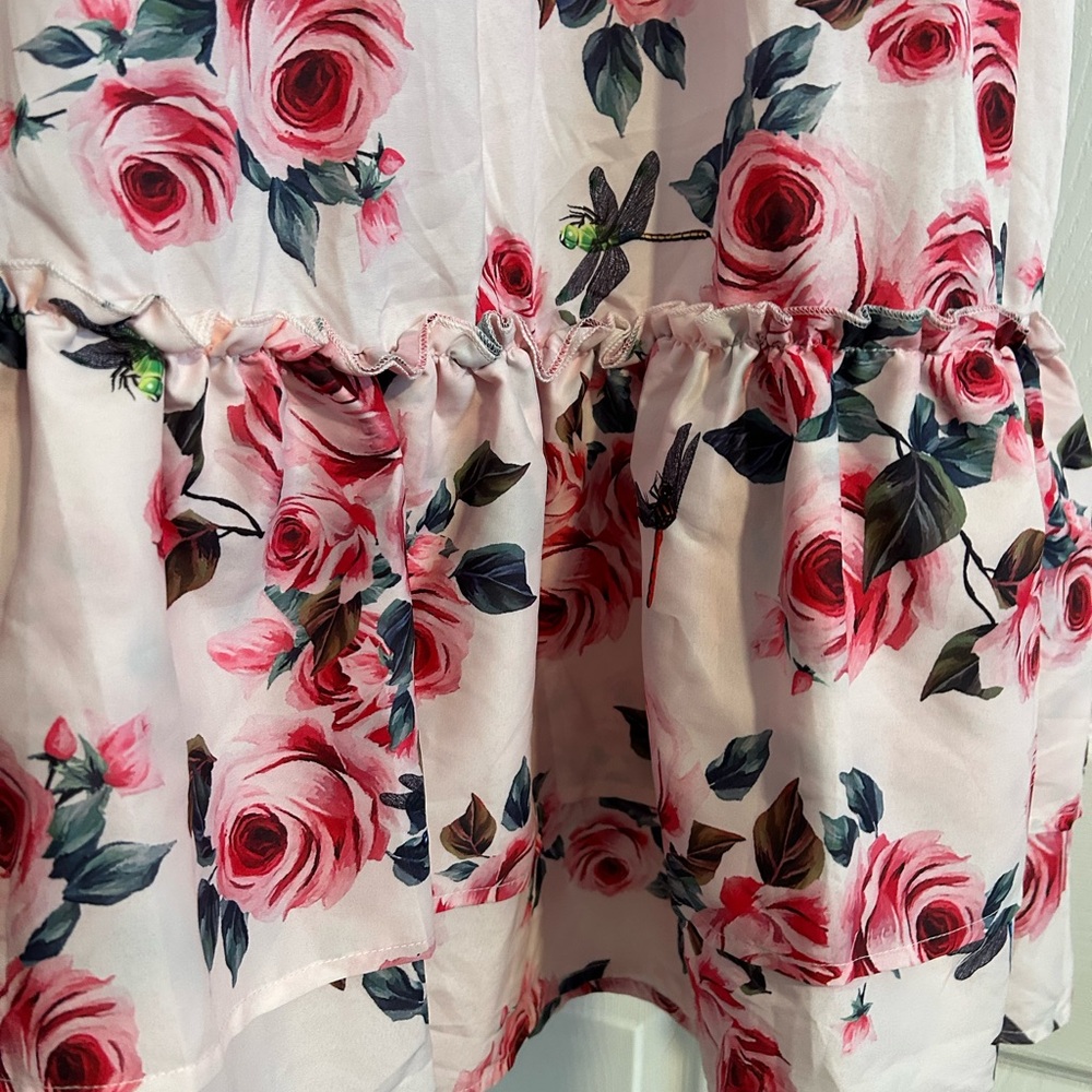 Pink Rose Print Ruffled Maxi Dress - Picture 2 of 3